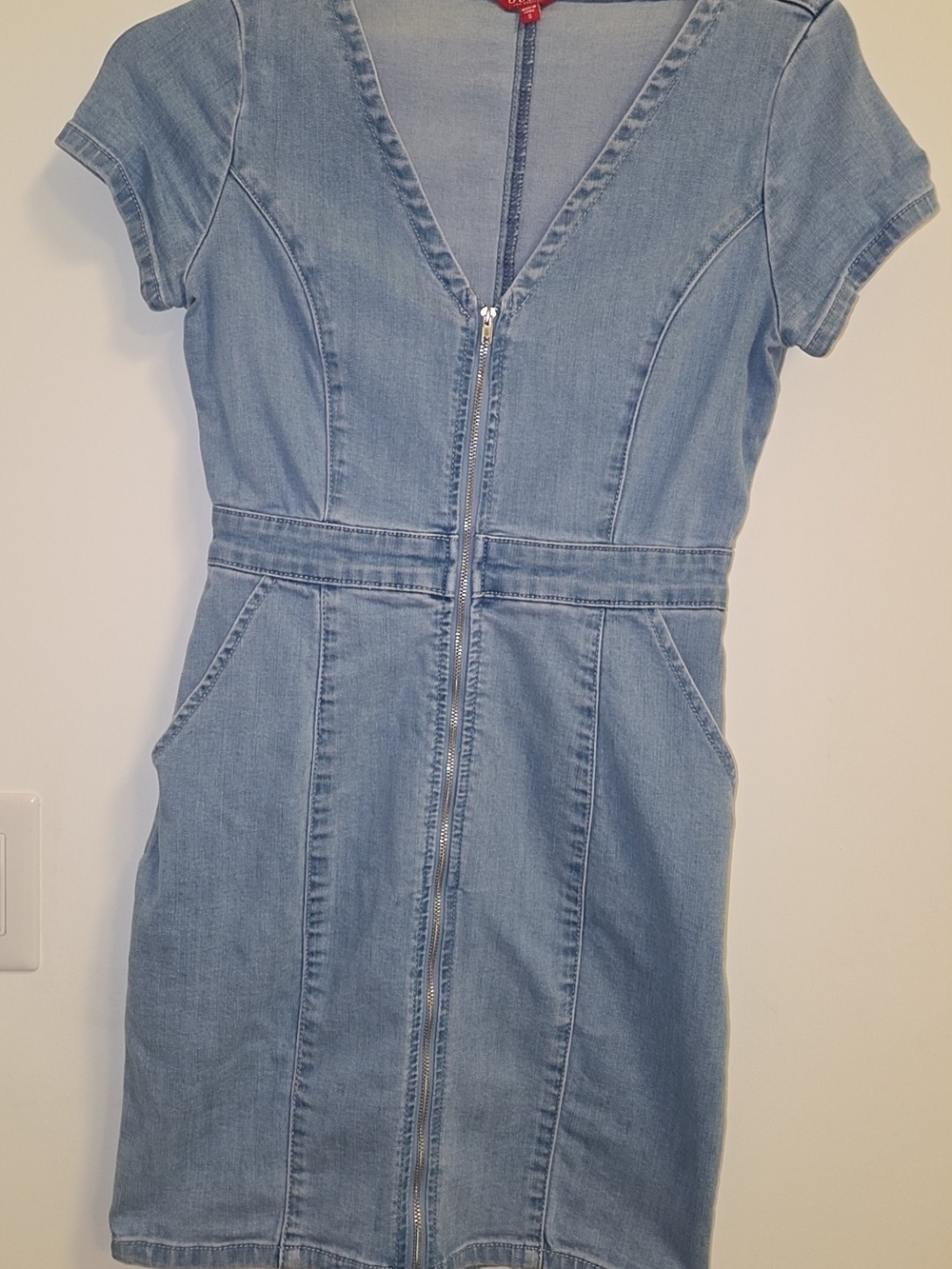 Guess Light Blue Denim Zip-Front Women's Dress